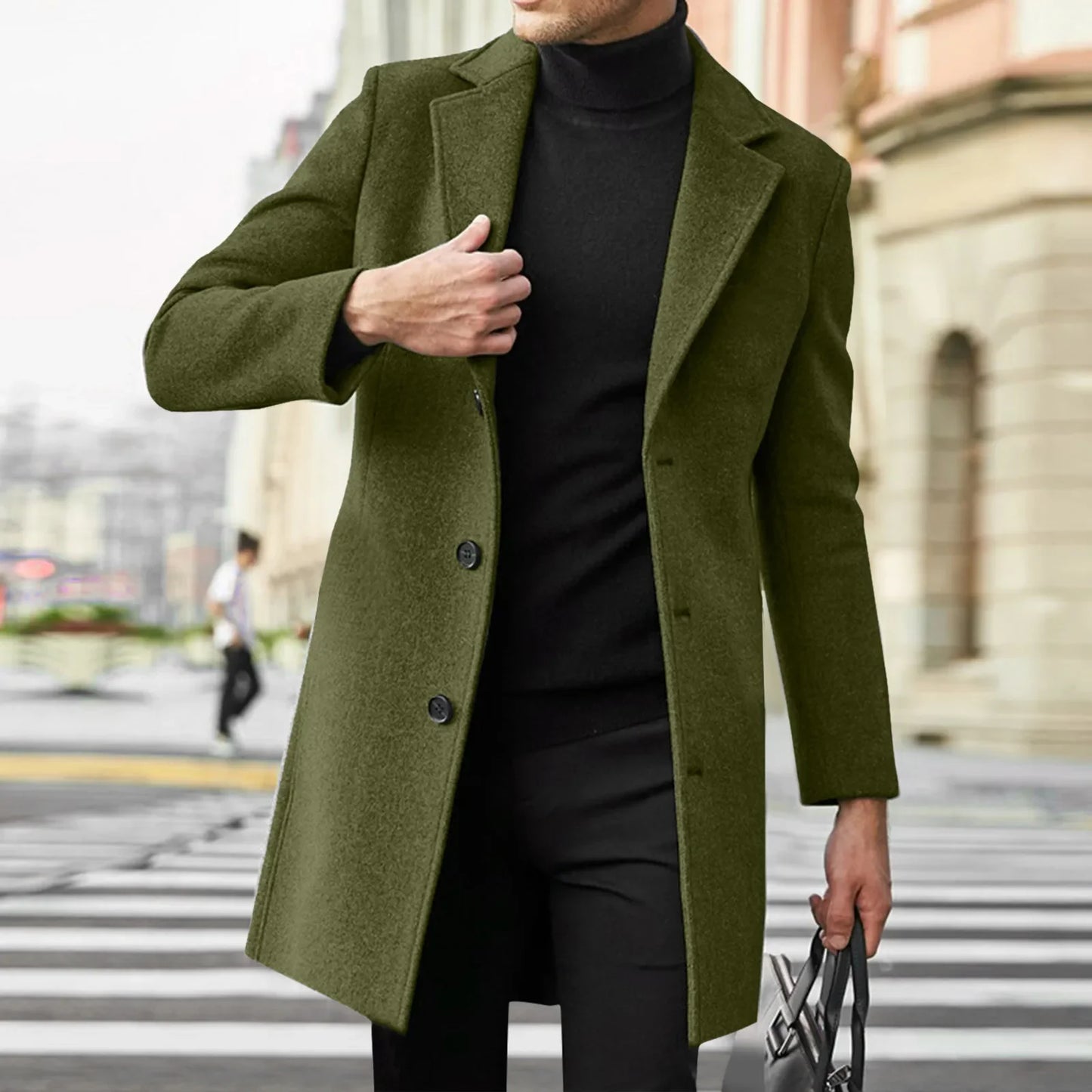 Men Wool  Casual Business Trench Coat