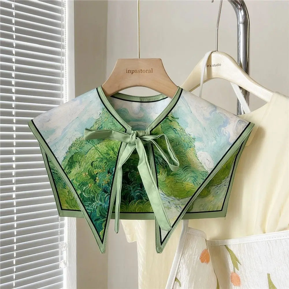 Floral Pattern Shirt Fake Collar For Women Detachable Shoulder Wraps.