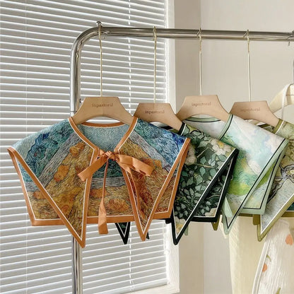 Floral Pattern Shirt Fake Collar For Women Detachable Shoulder Wraps.