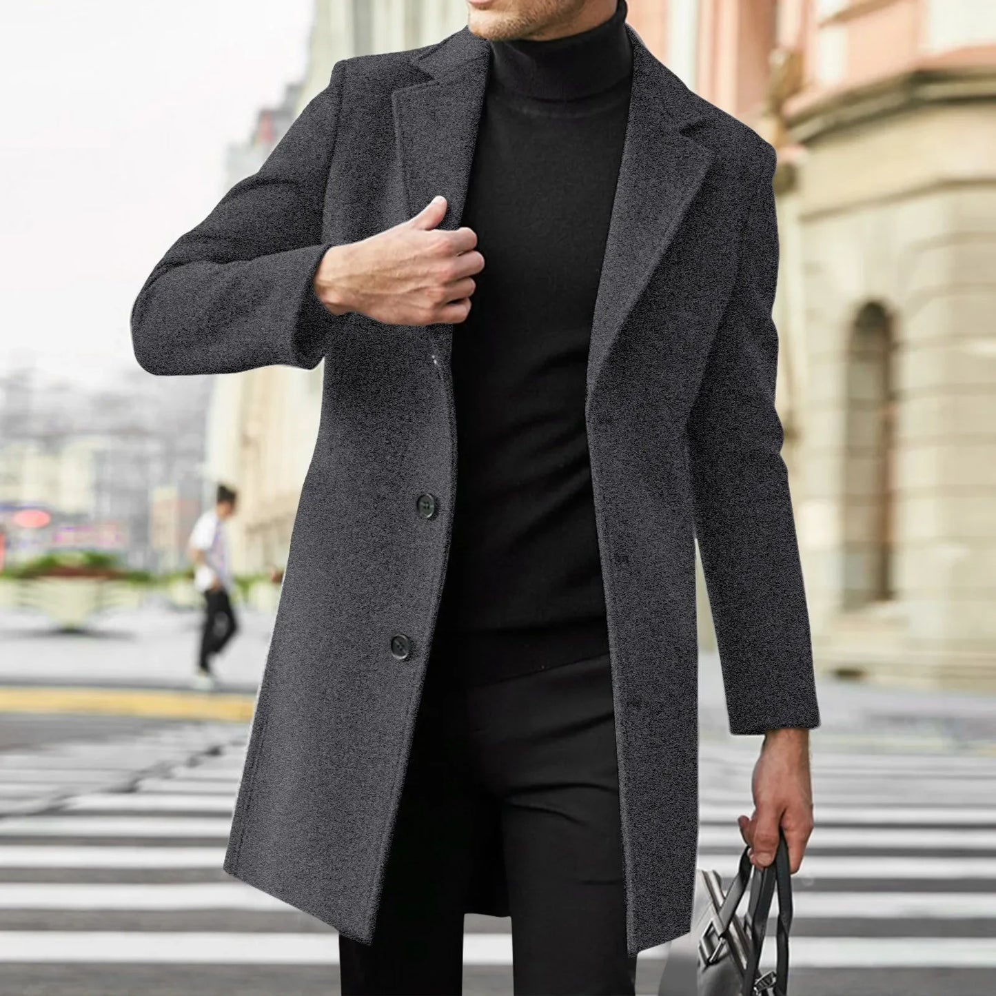 Men Wool  Casual Business Trench Coat