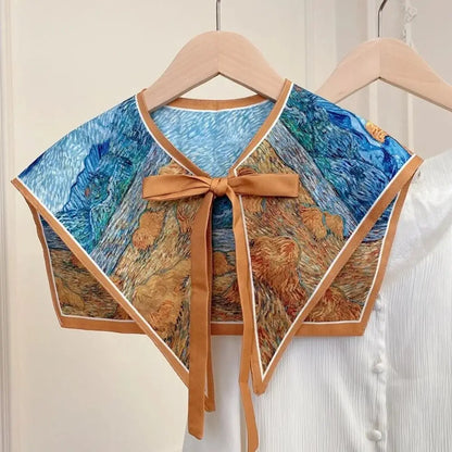 Floral Pattern Shirt Fake Collar For Women Detachable Shoulder Wraps.