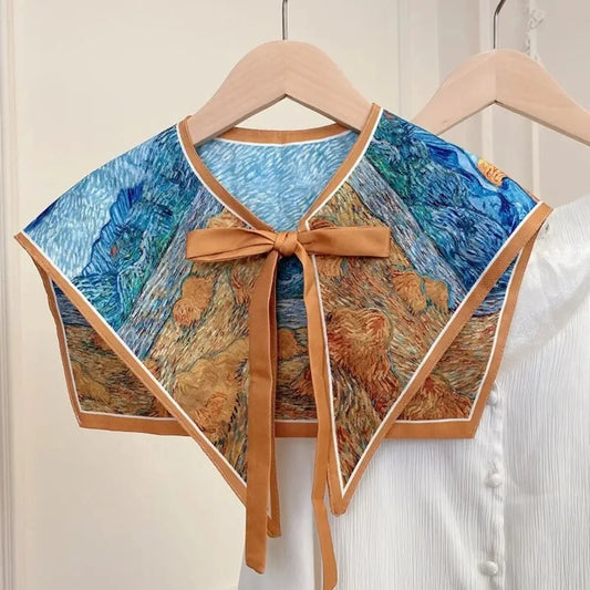 Floral Pattern Shirt Fake Collar For Women Detachable Shoulder Wraps.