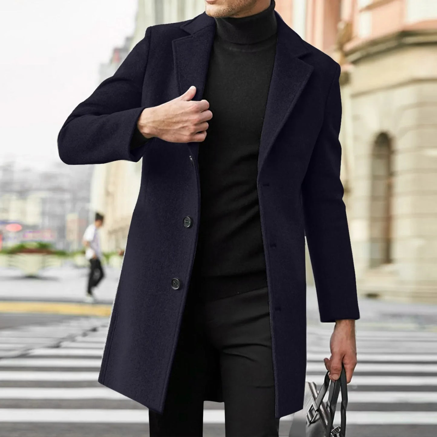 Men Wool  Casual Business Trench Coat